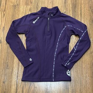 Skins 1/4 Zip Top Womens Small Thermal Purple Long Sleeve Shirt Mock Neck